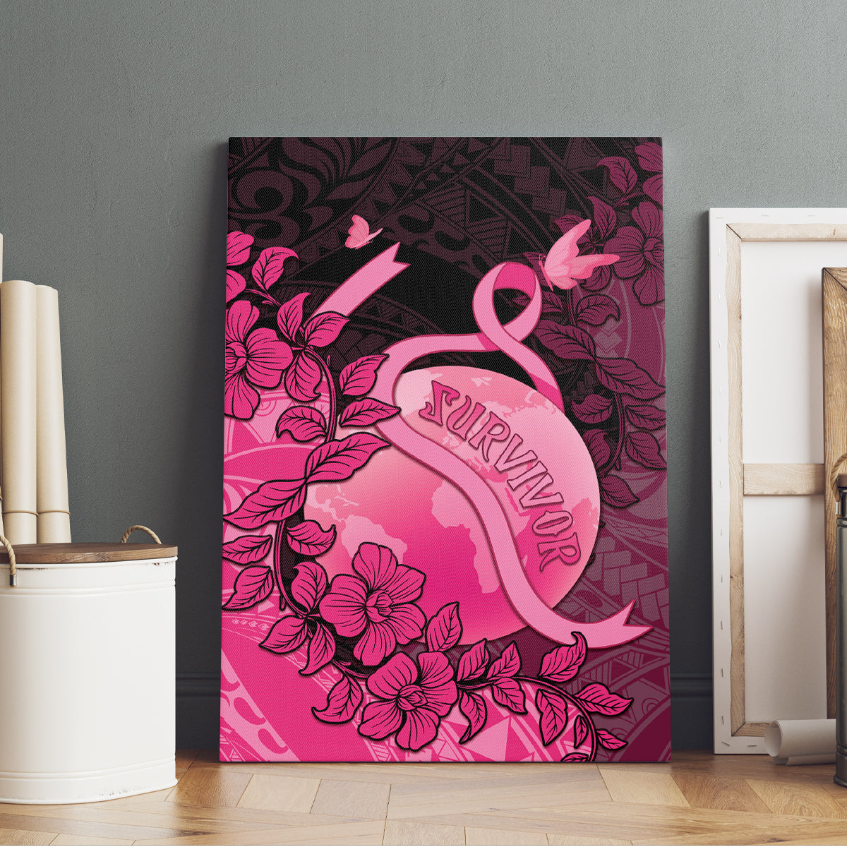 Cancer Fighter Canvas Wall Art I Beat Cancer LT05 - Polynesian Pride