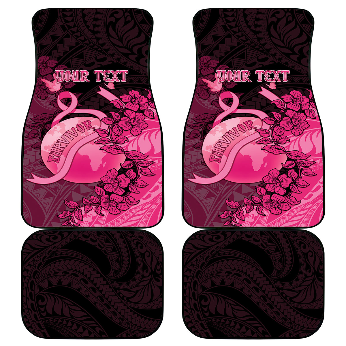 Personalised Cancer Fighter Car Mats I Beat Cancer LT05 - Polynesian Pride