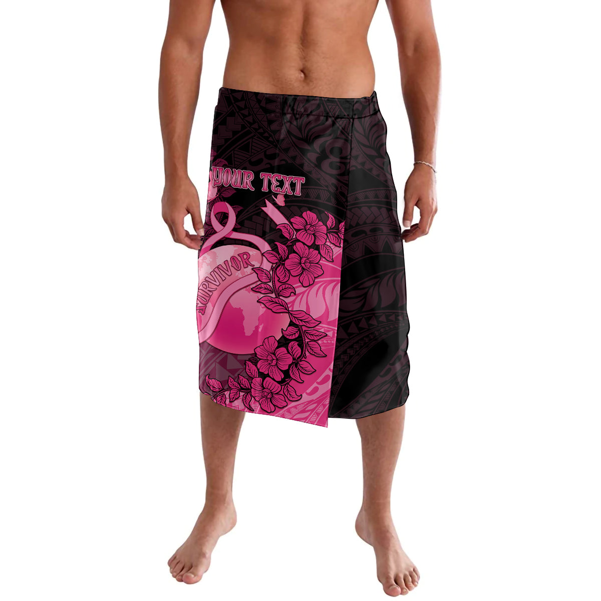 Personalised Cancer Fighter Lavalava I Beat Cancer LT05 Pink - Polynesian Pride