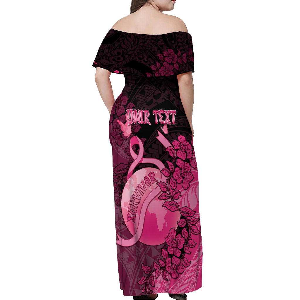 Personalised Cancer Fighter Off Shoulder Maxi Dress I Beat Cancer LT05 - Polynesian Pride