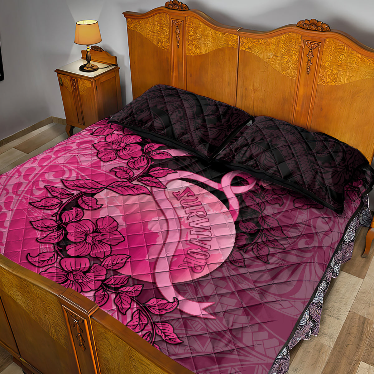 Cancer Fighter Quilt Bed Set I Beat Cancer LT05 - Polynesian Pride