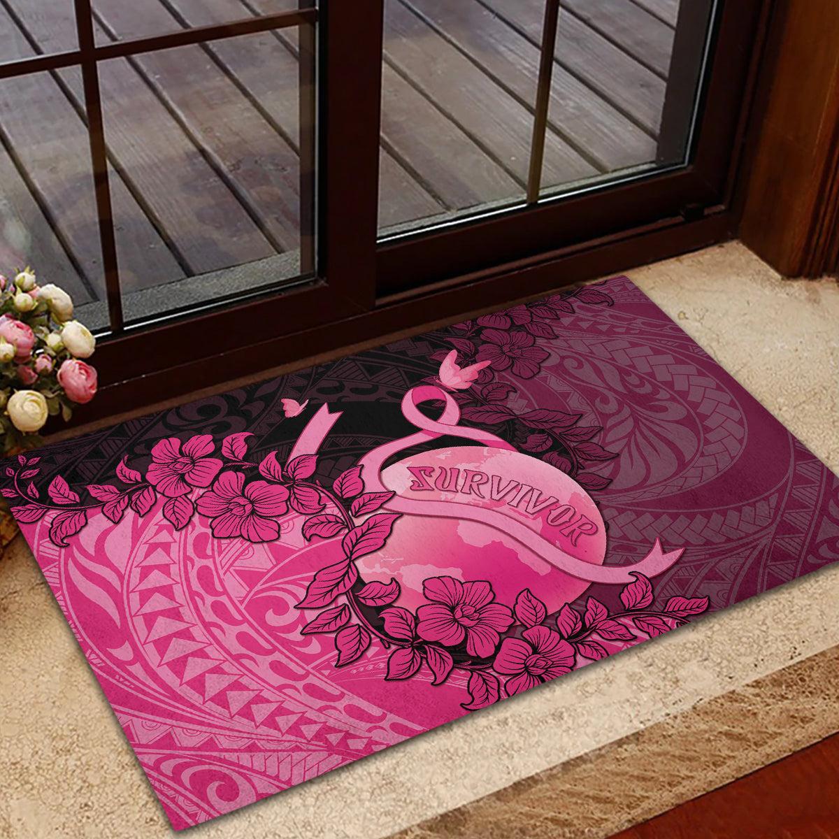 Cancer Fighter Rubber Doormat I Beat Cancer