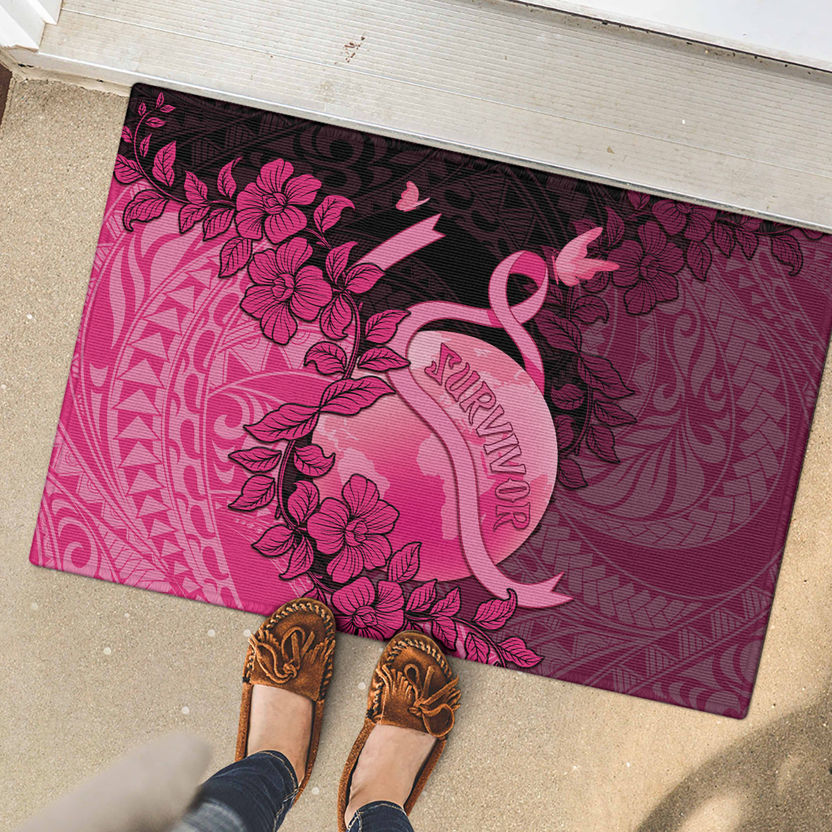 Cancer Fighter Rubber Doormat I Beat Cancer