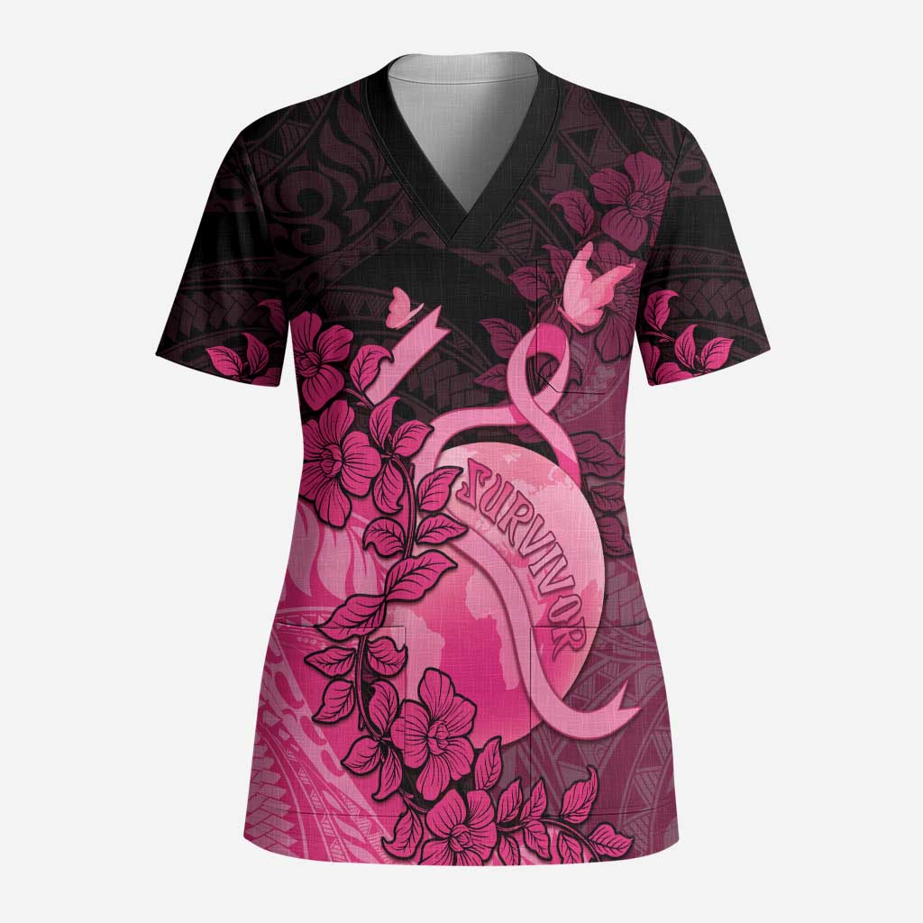 Personalised Cancer Fighter Scrub Top I Beat Cancer LT05 Adult Pink - Polynesian Pride