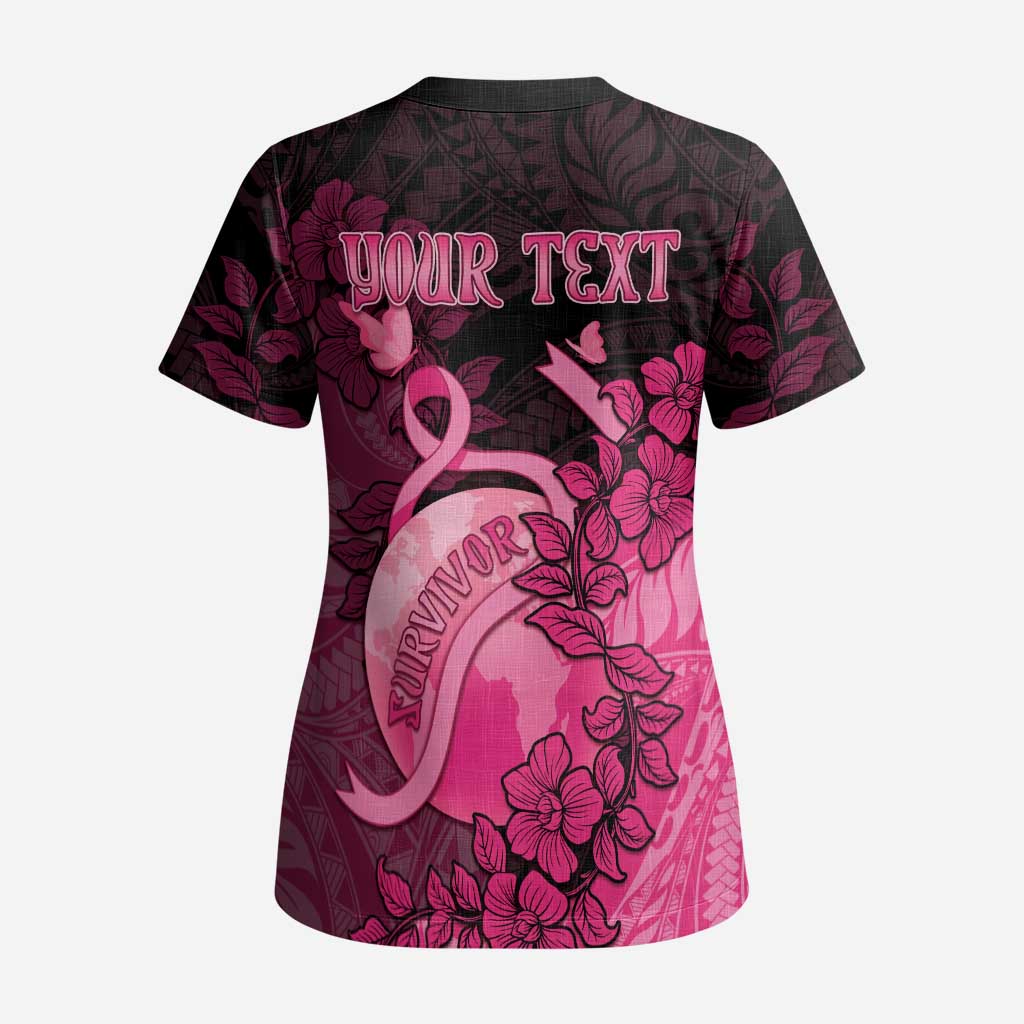 Personalised Cancer Fighter Scrub Top I Beat Cancer LT05 - Polynesian Pride