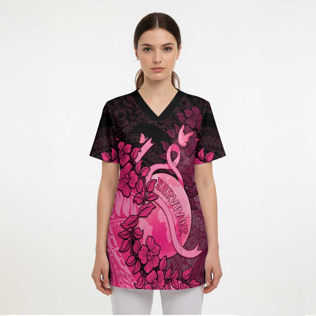 Personalised Cancer Fighter Scrub Top I Beat Cancer LT05 - Polynesian Pride