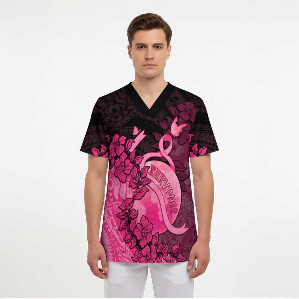 Personalised Cancer Fighter Scrub Top I Beat Cancer LT05 - Polynesian Pride