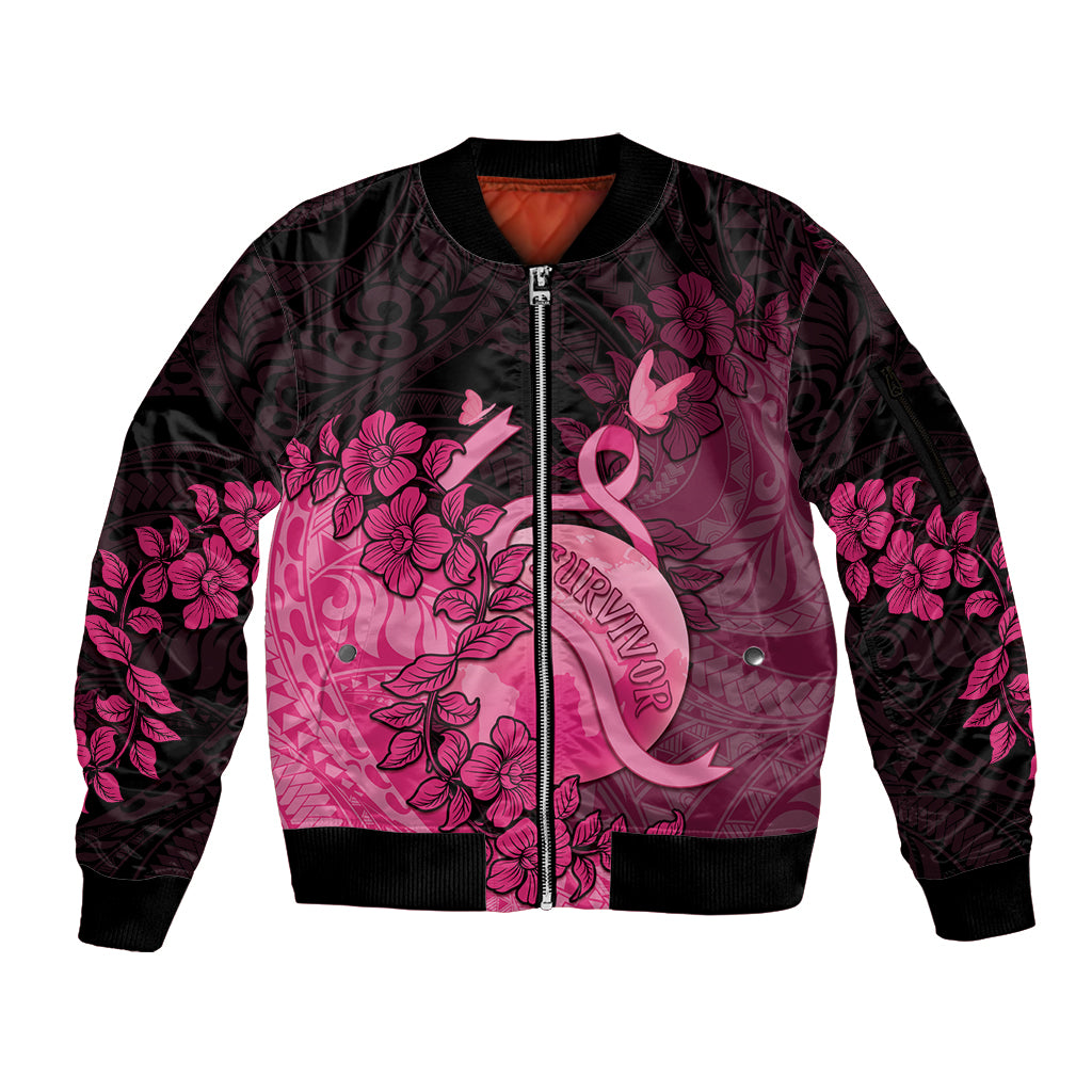 Personalised Cancer Fighter Sleeve Zip Bomber Jacket I Beat Cancer LT05 Unisex Pink - Polynesian Pride
