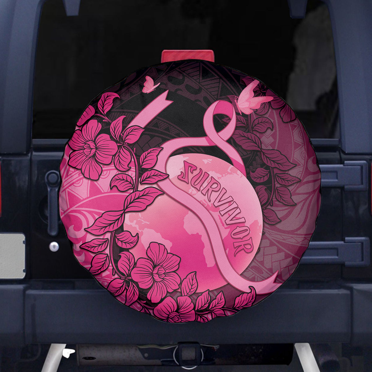 Cancer Fighter Spare Tire Cover I Beat Cancer LT05 - Polynesian Pride