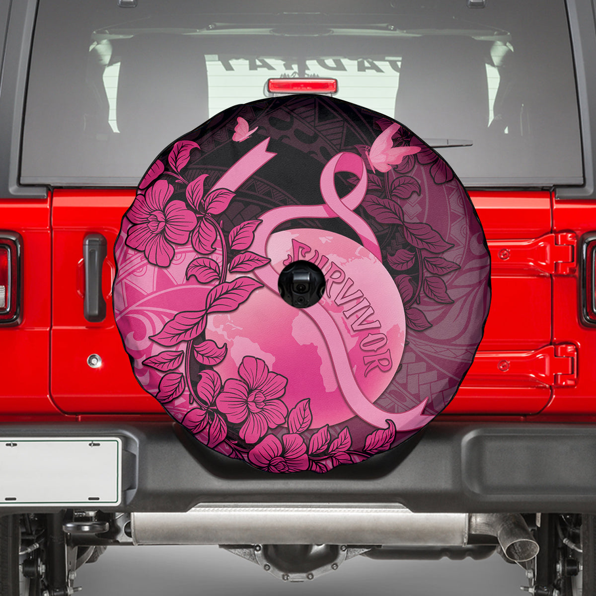 Cancer Fighter Spare Tire Cover I Beat Cancer LT05 - Polynesian Pride
