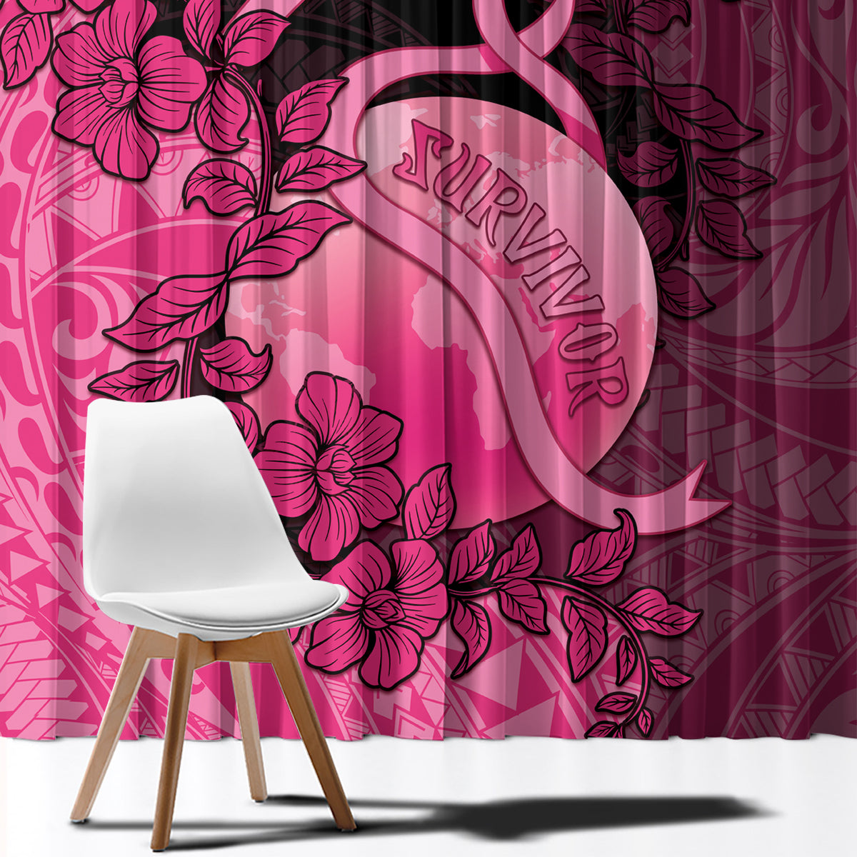 Cancer Fighter Window Curtain I Beat Cancer LT05 - Polynesian Pride