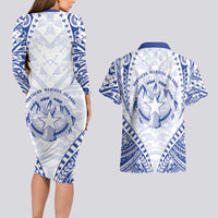 Northern Mariana Islands Liberation Day Couples Matching Long Sleeve Bodycon Dress and Hawaiian Shirt 79th Anniversary
