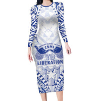 Northern Mariana Islands Liberation Day Family Matching Long Sleeve Bodycon Dress and Hawaiian Shirt 79th Anniversary