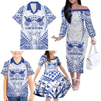 Northern Mariana Islands Liberation Day Family Matching Off The Shoulder Long Sleeve Dress and Hawaiian Shirt 79th Anniversary
