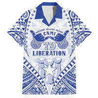 Northern Mariana Islands Liberation Day Family Matching Off Shoulder Short Dress and Hawaiian Shirt 79th Anniversary