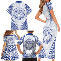 Northern Mariana Islands Liberation Day Family Matching Short Sleeve Bodycon Dress and Hawaiian Shirt 79th Anniversary