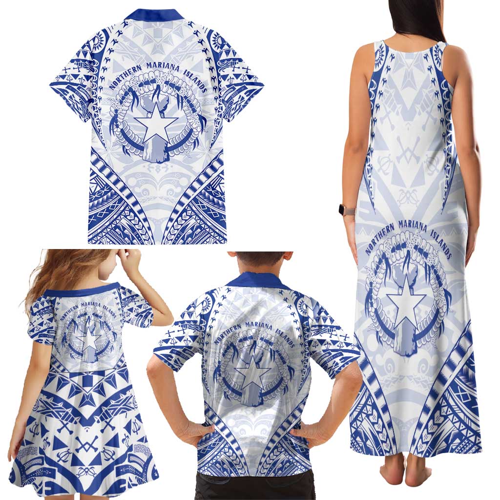 Northern Mariana Islands Liberation Day Family Matching Tank Maxi Dress and Hawaiian Shirt 79th Anniversary