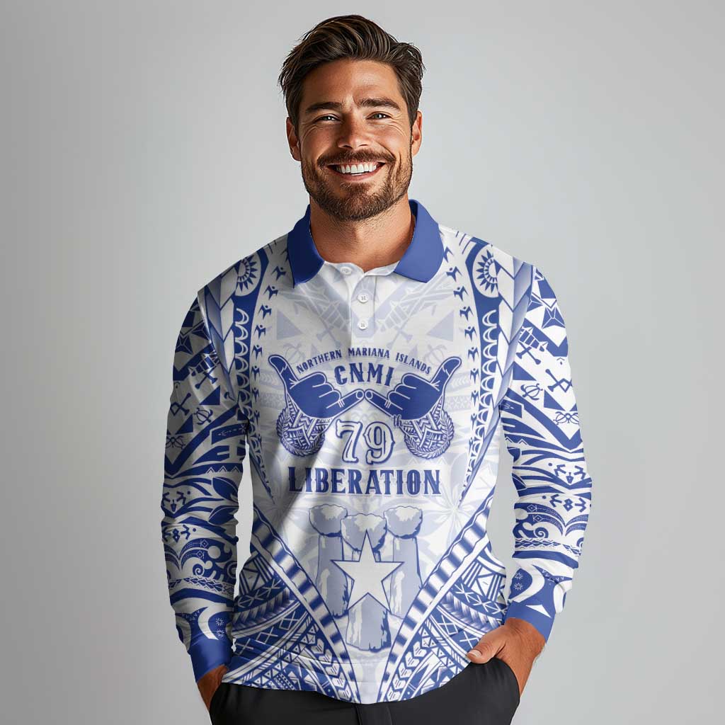 Northern Mariana Islands Liberation Day Long Sleeve Polo Shirt 79th Anniversary