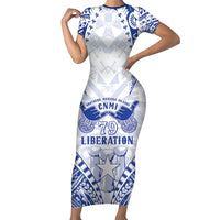 Northern Mariana Islands Liberation Day Short Sleeve Bodycon Dress 79th Anniversary
