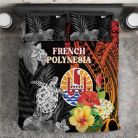 French Polynesia Bastille Day Bedding Set Tropical Turtle Hibiscus Polynesian Pattern LT05 Black - Polynesian Pride