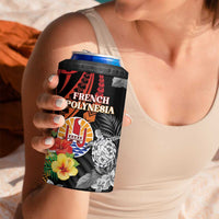 Personalised French Polynesia Bastille Day 4 in 1 Can Cooler Tumbler Tropical Turtle Hibiscus Polynesian Pattern