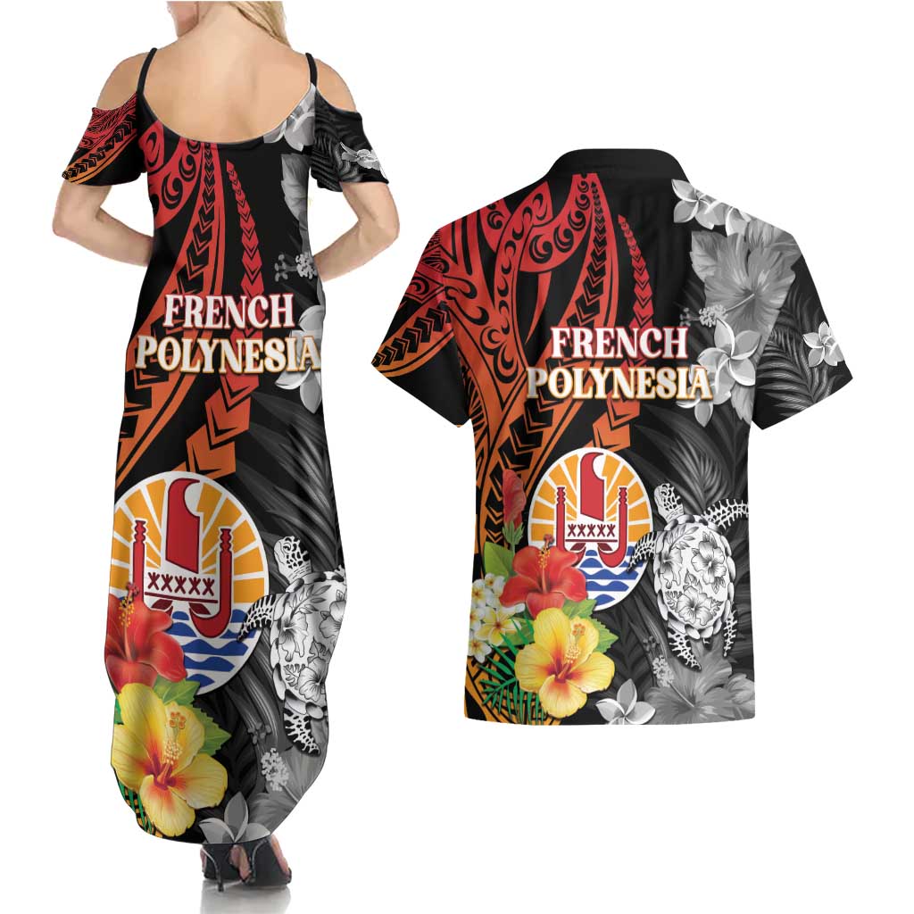 French Polynesia Bastille Day Couples Matching Summer Maxi Dress and Hawaiian Shirt Tropical Turtle Hibiscus Polynesian Pattern LT05 - Polynesian Pride