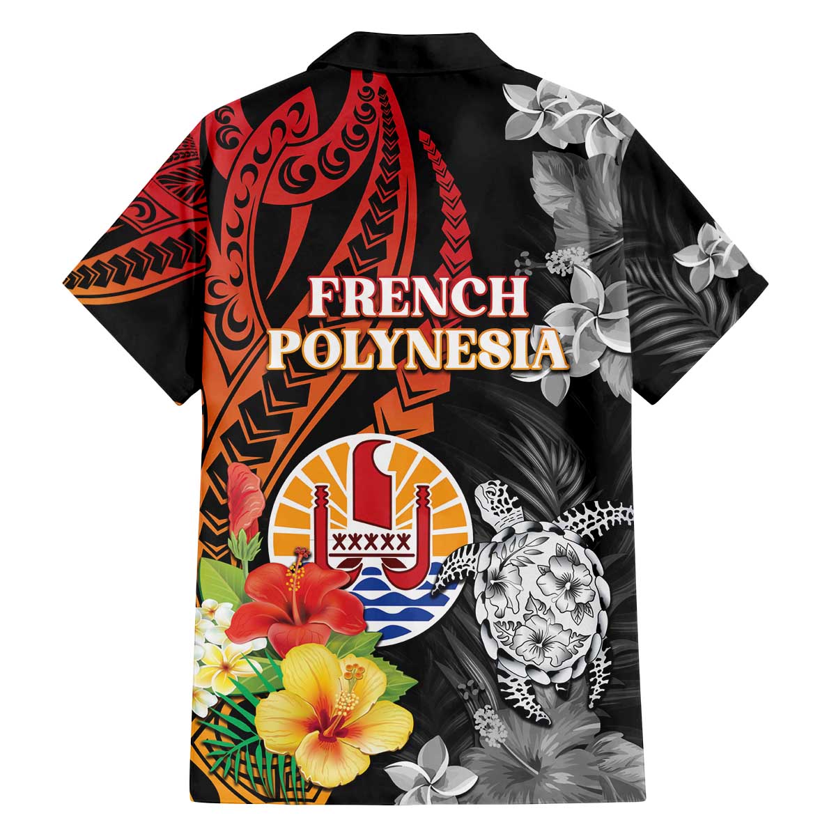 French Polynesia Bastille Day Family Matching Off Shoulder Short Dress and Hawaiian Shirt Tropical Turtle Hibiscus Polynesian Pattern LT05 - Polynesian Pride