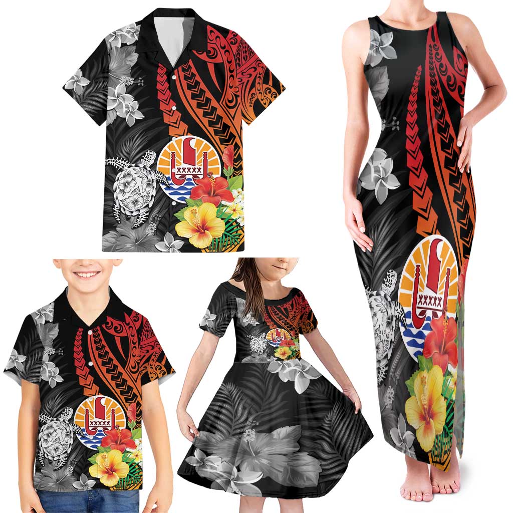 French Polynesia Bastille Day Family Matching Tank Maxi Dress and Hawaiian Shirt Tropical Turtle Hibiscus Polynesian Pattern LT05 - Polynesian Pride