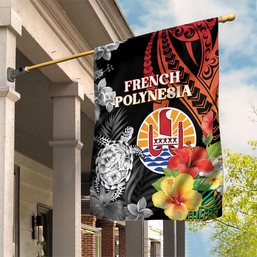 French Polynesia Bastille Day Garden Flag Tropical Turtle Hibiscus Polynesian Pattern LT05 House Flag Black - Polynesian Pride