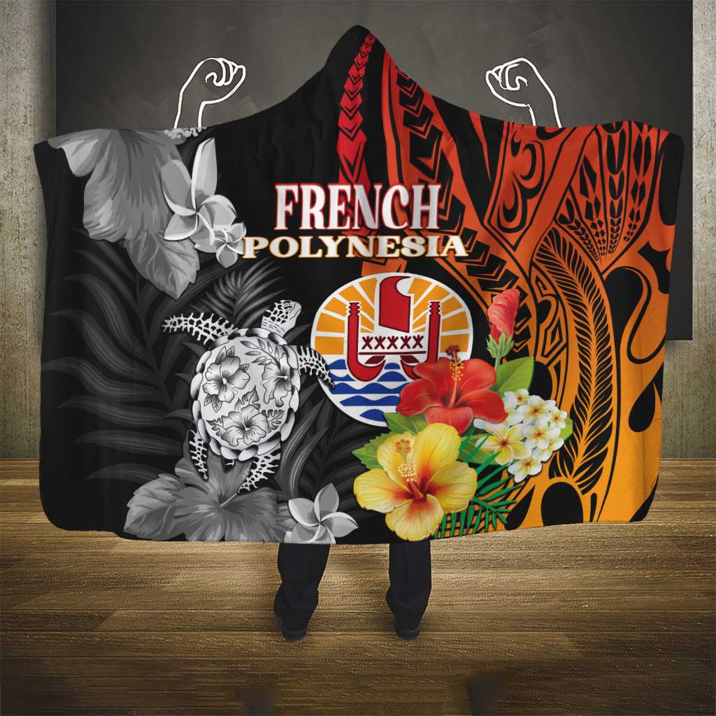 French Polynesia Bastille Day Hooded Blanket Tropical Turtle Hibiscus Polynesian Pattern LT05 - Polynesian Pride