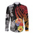 French Polynesia Bastille Day Long Sleeve Button Shirt Tropical Turtle Hibiscus Polynesian Pattern