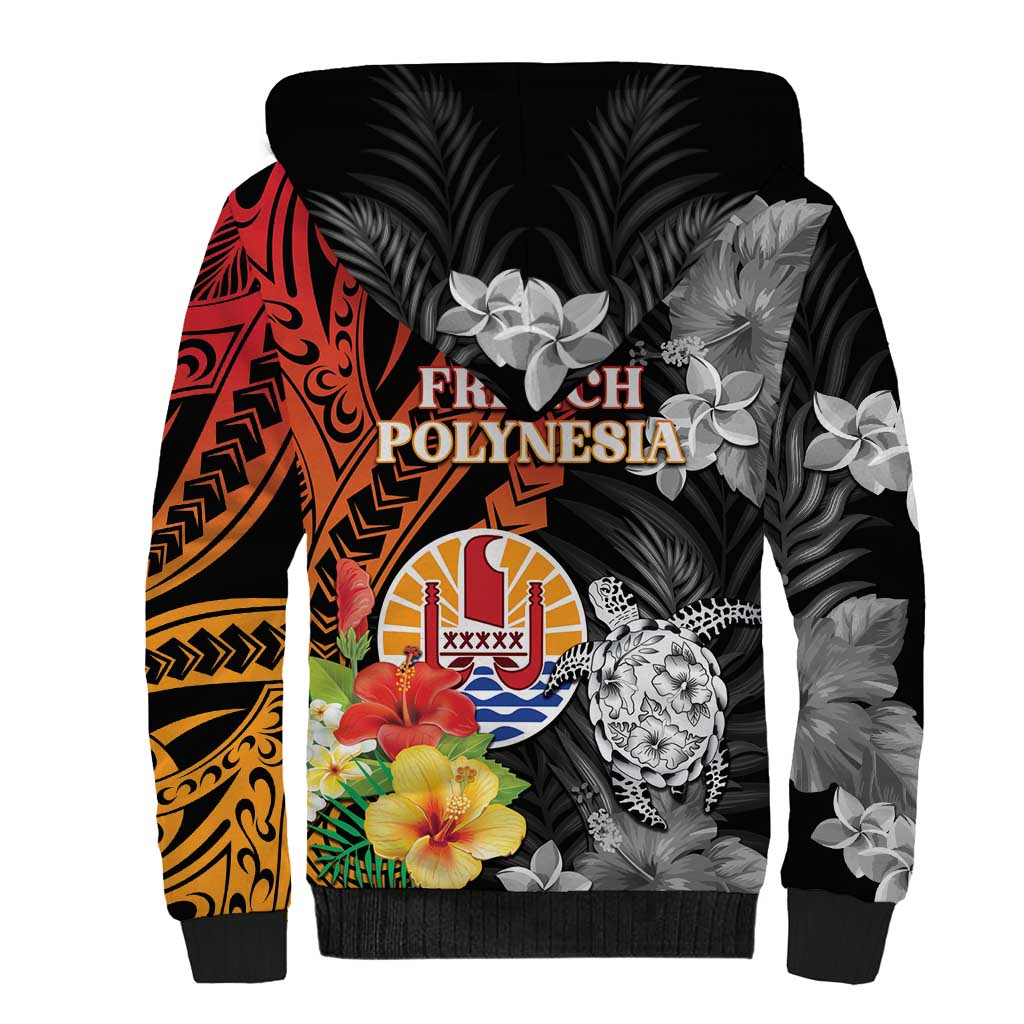 French Polynesia Bastille Day Sherpa Hoodie Tropical Turtle Hibiscus Polynesian Pattern LT05 - Polynesian Pride