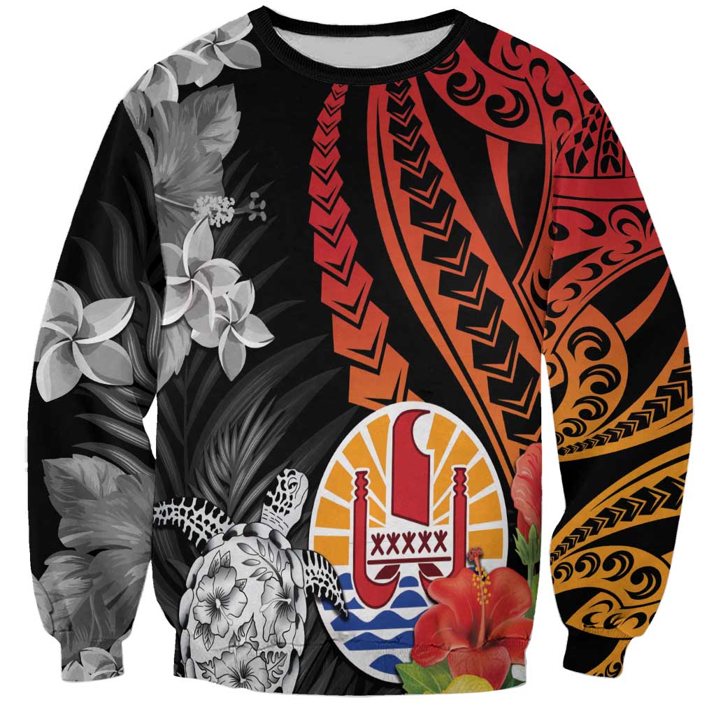 French Polynesia Bastille Day Sweatshirt Tropical Turtle Hibiscus Polynesian Pattern