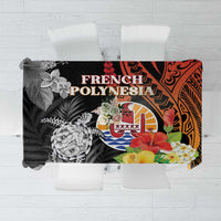 French Polynesia Bastille Day Tablecloth Tropical Turtle Hibiscus Polynesian Pattern LT05 Black - Polynesian Pride