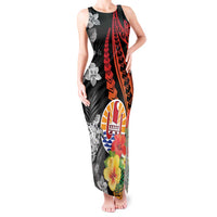 French Polynesia Bastille Day Tank Maxi Dress Tropical Turtle Hibiscus Polynesian Pattern LT05 Women Black - Polynesian Pride