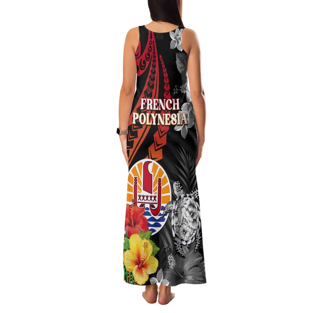 French Polynesia Bastille Day Tank Maxi Dress Tropical Turtle Hibiscus Polynesian Pattern LT05 - Polynesian Pride