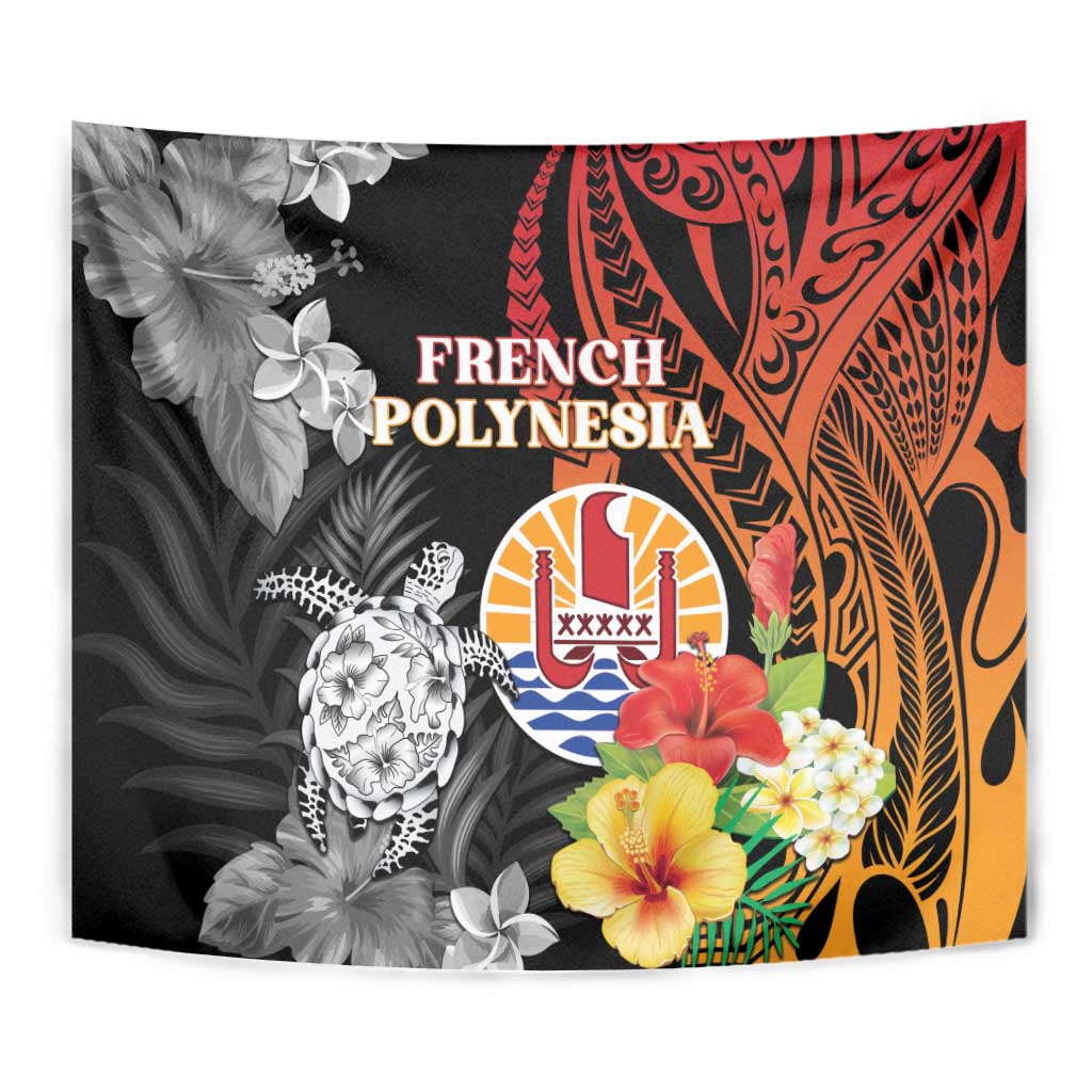French Polynesia Bastille Day Tapestry Tropical Turtle Hibiscus Polynesian Pattern