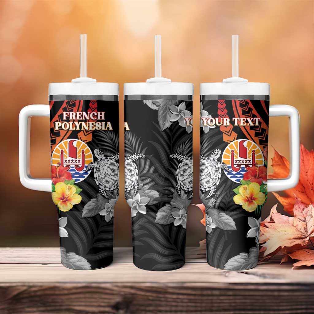 Personalised French Polynesia Bastille Day Tumbler With Handle Tropical Turtle Hibiscus Polynesian Pattern LT05 - Polynesian Pride