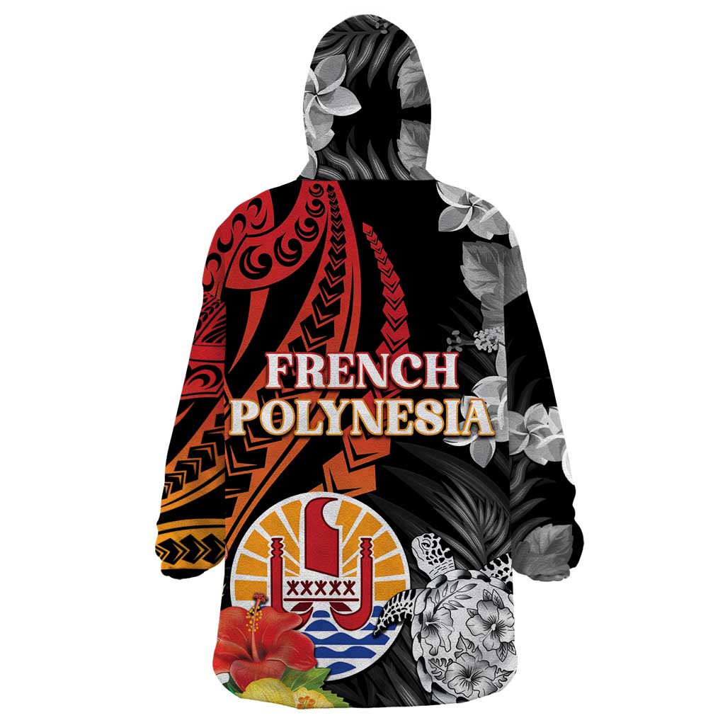French Polynesia Bastille Day Wearable Blanket Hoodie Tropical Turtle Hibiscus Polynesian Pattern LT05 - Polynesian Pride