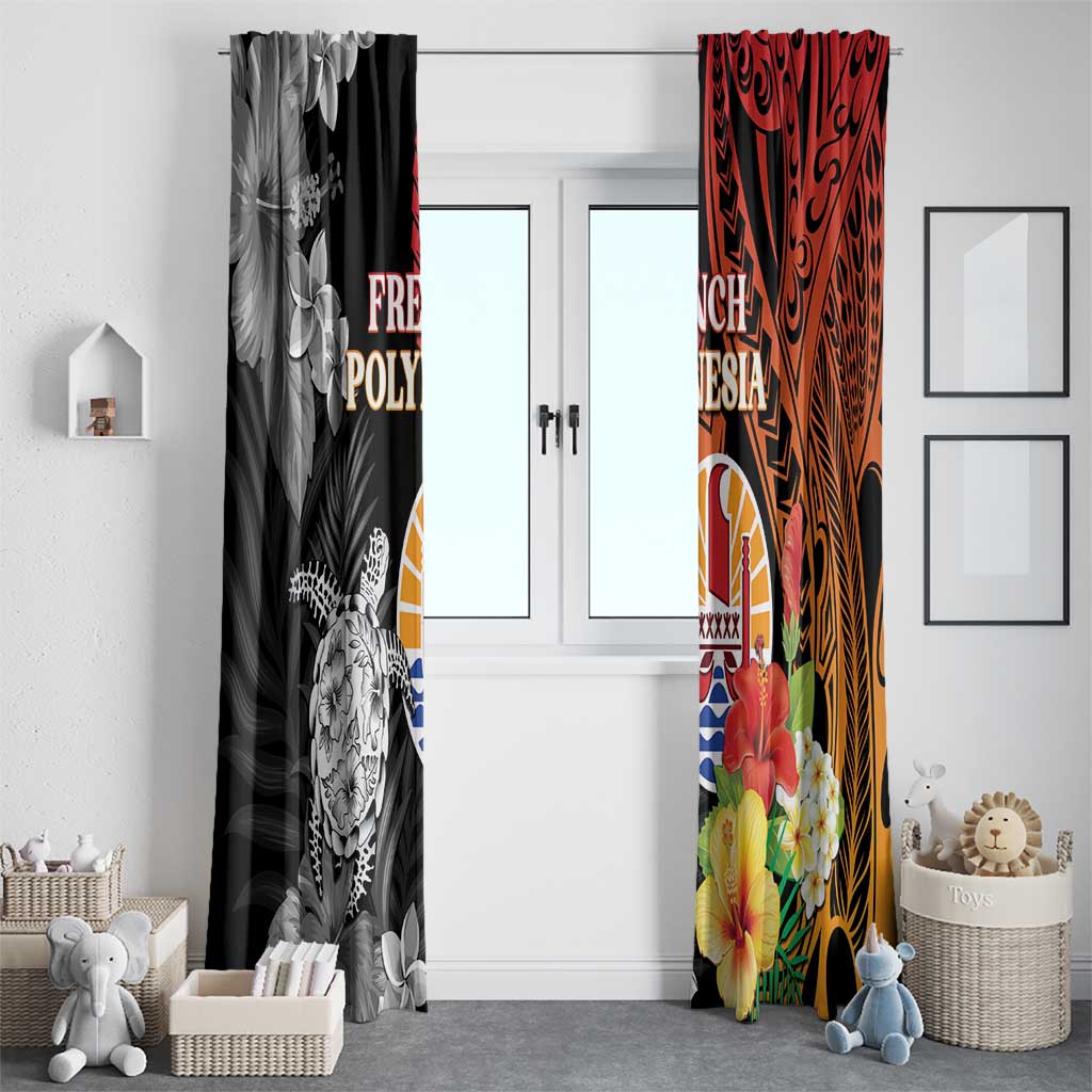 French Polynesia Bastille Day Window Curtain Tropical Turtle Hibiscus Polynesian Pattern