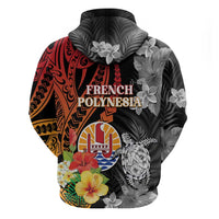 French Polynesia Bastille Day Zip Hoodie Tropical Turtle Hibiscus Polynesian Pattern
