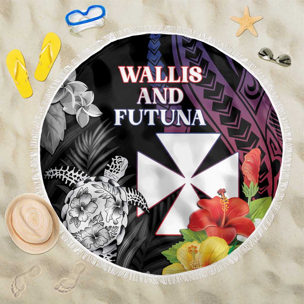 Wallis and Futuna Bastille Day Beach Blanket Tropical Turtle Hibiscus Polynesian Pattern