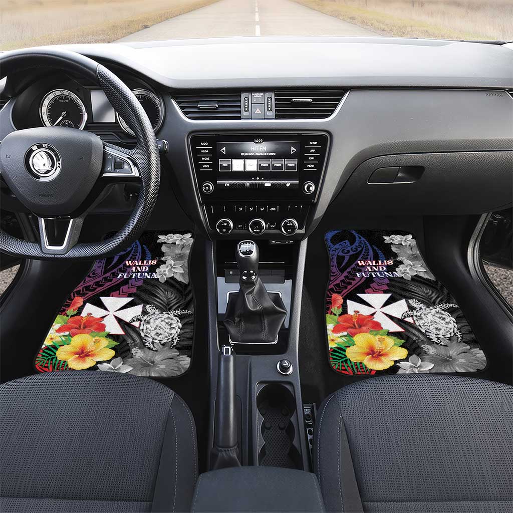 Wallis and Futuna Bastille Day Car Mats Tropical Turtle Hibiscus Polynesian Pattern