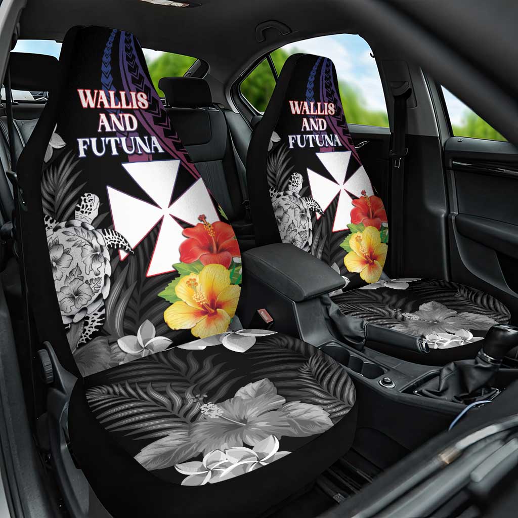 Wallis and Futuna Bastille Day Car Seat Cover Tropical Turtle Hibiscus Polynesian Pattern