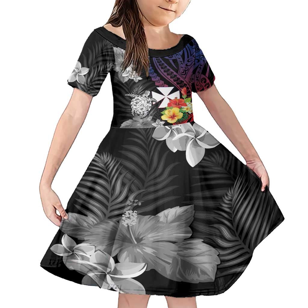 Wallis and Futuna Bastille Day Family Matching Short Sleeve Bodycon Dress and Hawaiian Shirt Tropical Turtle Hibiscus Polynesian Pattern