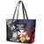 Wallis and Futuna Bastille Day Leather Tote Bag Tropical Turtle Hibiscus Polynesian Pattern