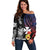 Wallis and Futuna Bastille Day Off Shoulder Sweater Tropical Turtle Hibiscus Polynesian Pattern