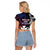 Wallis and Futuna Bastille Day Raglan Cropped T Shirt Tropical Turtle Hibiscus Polynesian Pattern