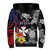 Wallis and Futuna Bastille Day Sherpa Hoodie Tropical Turtle Hibiscus Polynesian Pattern