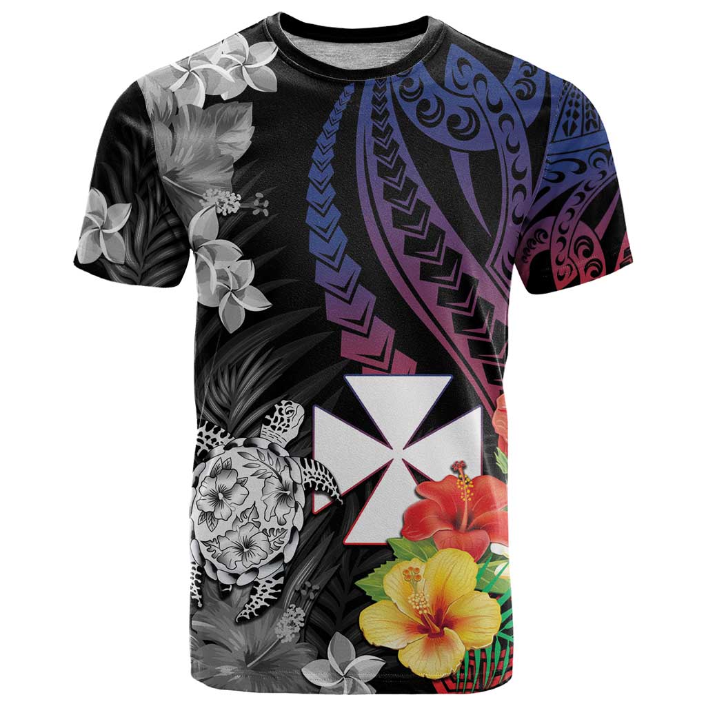 Wallis and Futuna Bastille Day T Shirt Tropical Turtle Hibiscus Polynesian Pattern